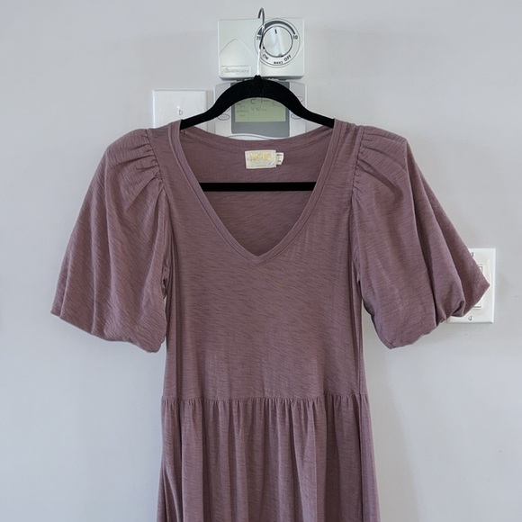 Nation Geri V-Neck Peasant Puff Sleeve Dress- Santa Fe - Picture 6 of 15